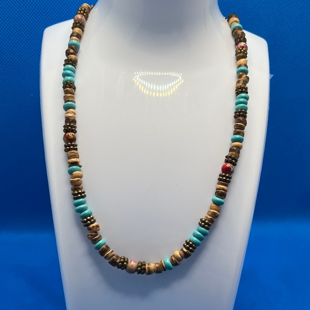 Turquoise and Multicolored Beaded Necklace